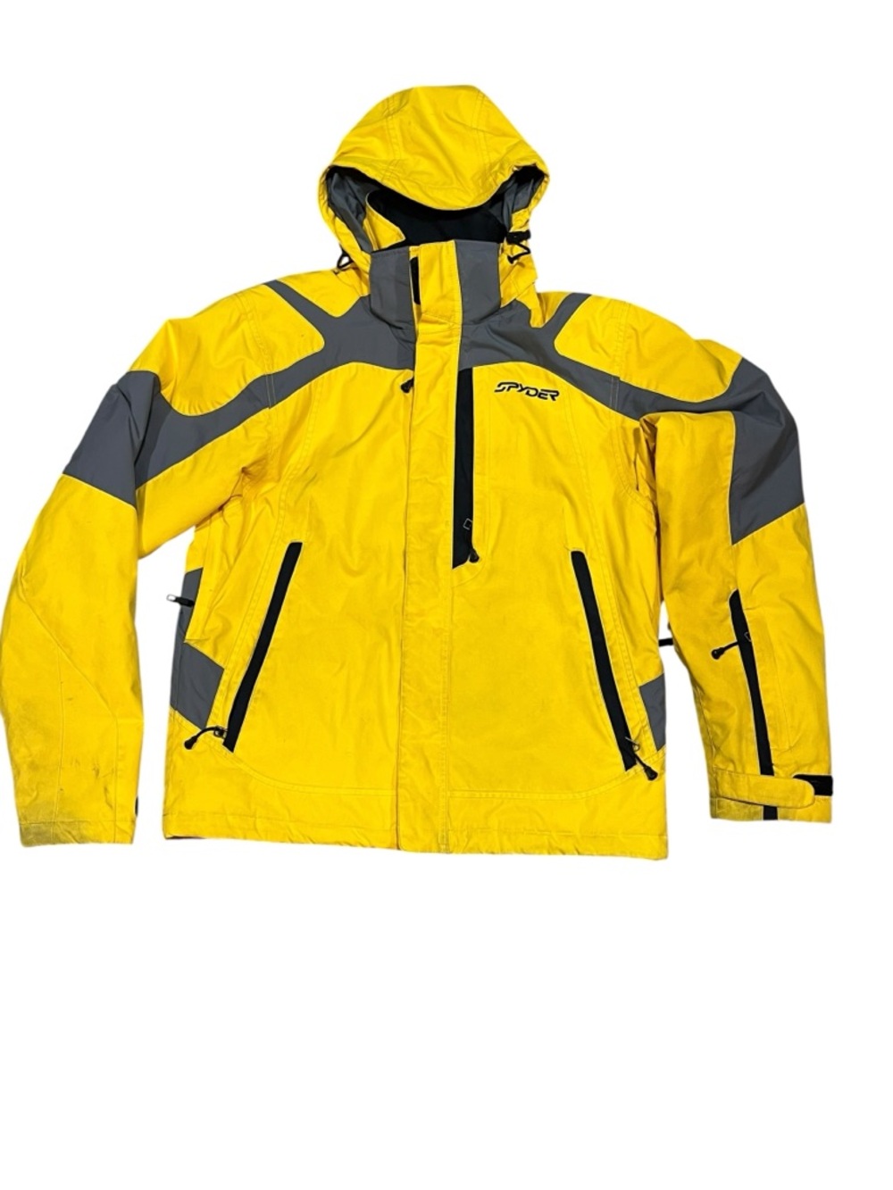 Mens Spyder Yellow Ski Jacket Snowboarding Insulated Waterproof Zip Athletic
